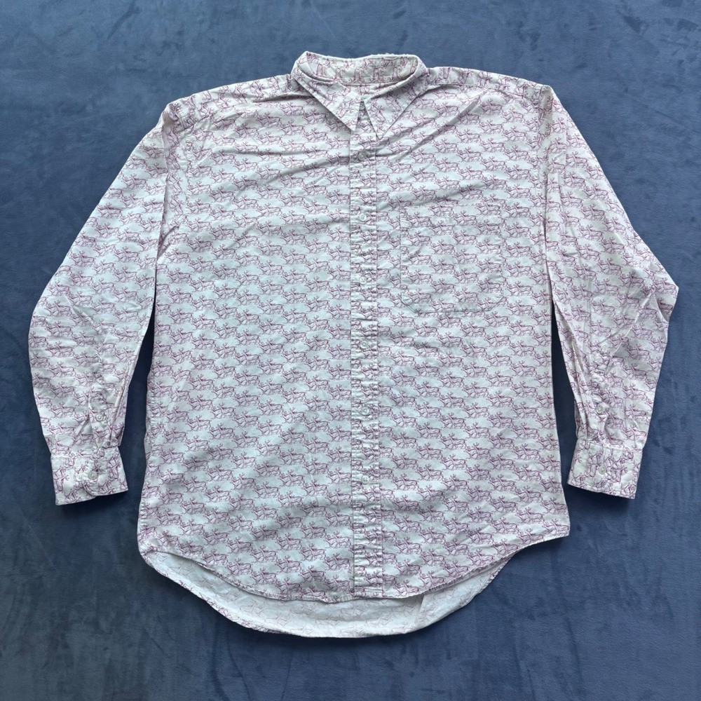 Vintage Banana Republic Safari & Travel Co Cotton Reindeer Print Shirt Mens L